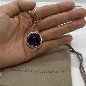 Infinity necklace faceted amethyst stone 14 mm